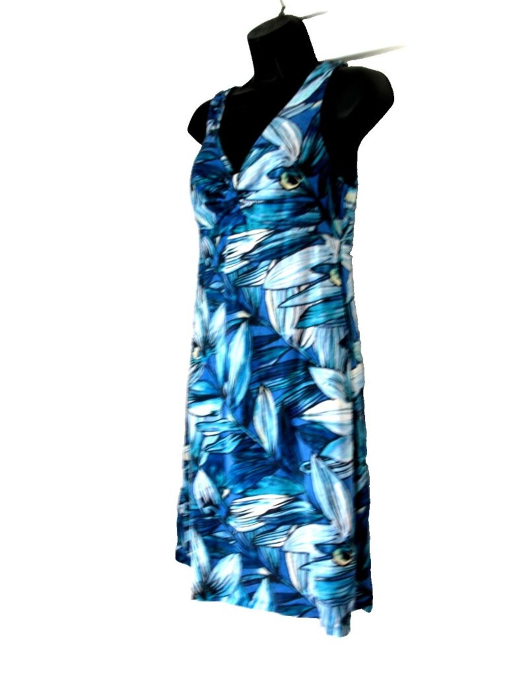 Tommy Bahama PS Tropical Floral Print Sleeveless Sheath Dress Blue Green Cotton